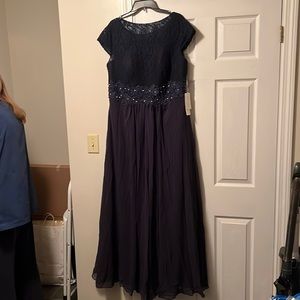 Navy blue mother of the bride/groom dress with beading and lace